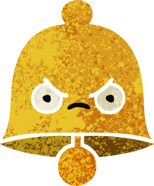 Bir insan tarafından çizilmiş bir çanın retro çizim tarzı karikatürü