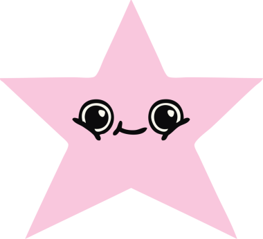 Bir insan tarafından çizilmiş yıldız balığının düz renkli retro karikatürü