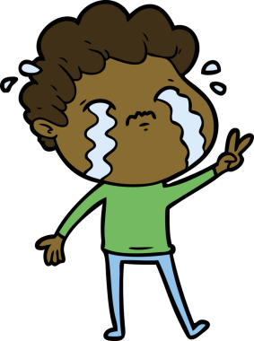 Bir insan tarafından çizilmiş ağlayan çizgi film adamı.