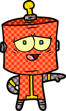 Bir insan tarafından çizilmiş çizgi film robotu