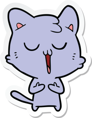 Bir insan tarafından çizilmiş çizgi film kedisinin çıkartması.