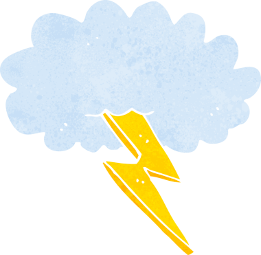 Bir insan tarafından çizilmiş karikatür yıldırımı ve bulut