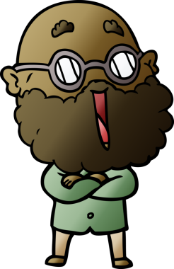 Bir insan tarafından çizilmiş sakallı neşeli bir adam.