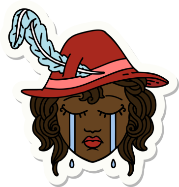 Bir insan tarafından çizilmiş ağlayan bir insan ozanın çıkartması.