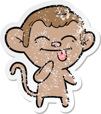 Bir insan tarafından çizilmiş komik bir maymunun sıkıntılı çıkartması.