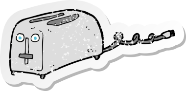 Bir insan tarafından çizilmiş karikatür tost makinesinin gerilimli yapıştırması.