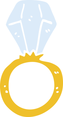 Bir insan tarafından çizilmiş düz renk çizim nişan yüzüğü.