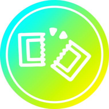 bir insan tarafından çizilmiş havalı gradyan çizgili film bileti dairesel simgesi