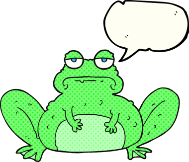 Bir insan tarafından çizilmiş serbest çizilmiş çizgi roman konuşma balonu kurbağa.