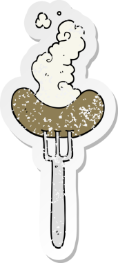 Bir insan tarafından çizilmiş çatallı sosisin sıkıntılı çıkartması.