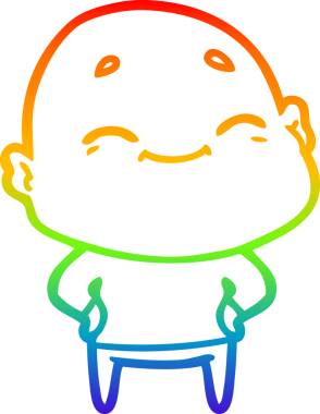 Gökkuşağı gradyan çizgi çizimi Bir insan tarafından çizilmiş mutlu kel adam