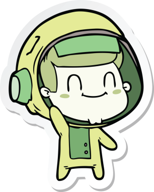 Bir insan tarafından çizilmiş mutlu bir astronotun çıkartması.