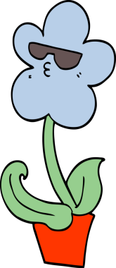 Bir insan tarafından çizilmiş serin karikatür çiçeği