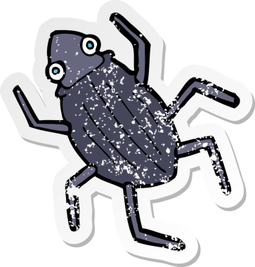 Bir insan tarafından çizilmiş bir karikatür böceğinin gerilimli yapıştırması