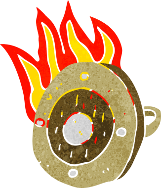 Bir insan tarafından çizilmiş çizgi film yanan kalkanı.