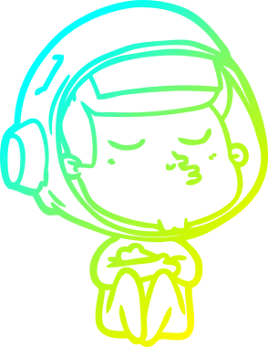 Bir insan tarafından çizilmiş kendinden emin bir astronotun soğuk çizgi çizimi.