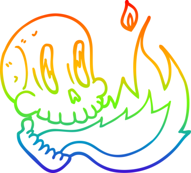 gökkuşağı gradyan çizgi çizimi bir insan tarafından çizilmiş yanan kafatası