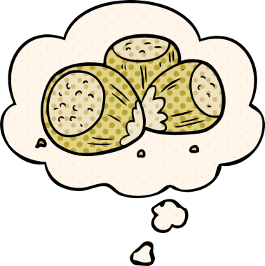 Bir insan tarafından çizilmiş çizgi roman tarzında düşünce baloncuklu fındıklar.