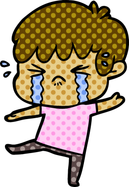 Bir insan tarafından çizilmiş ağlayan çizgi film çocuğu.