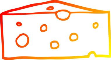 Bir insan tarafından çizilmiş çizgi film peynirinin sıcak gradyan çizimi