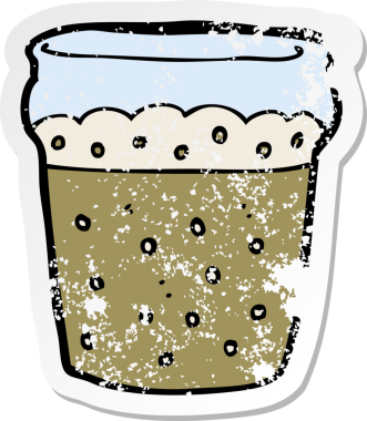 Bir insan tarafından çizilmiş bira karikatürünün gerilimli yapıştırması.