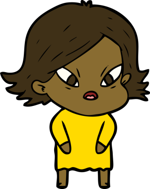 Çizgi film bir insan tarafından çizilmiş stresli kadın.