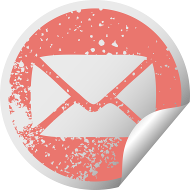 Bir insan tarafından çizilen kağıt zarfın çizilmiş dairesel kabuk soyma etiketi.