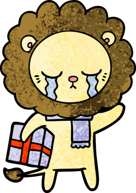 Bir insan tarafından çizilmiş ağlayan çizgi film aslanı.