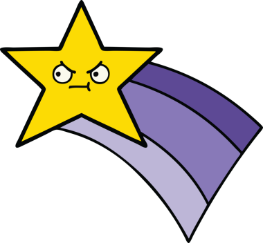 Bir insan tarafından çizilmiş kayan gökkuşağı yıldızı karikatürü.