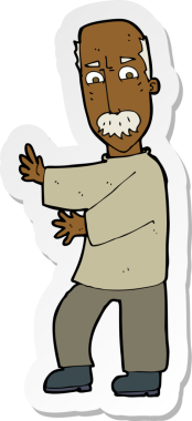 Bir insan tarafından çizilmiş kızgın yaşlı bir adamın çıkartması.