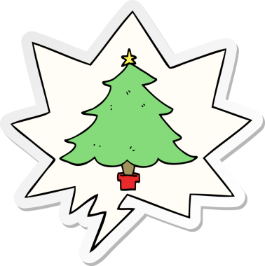 Bir insan tarafından çizilmiş konuşma kabarcığı etiketli bir noel ağacı.