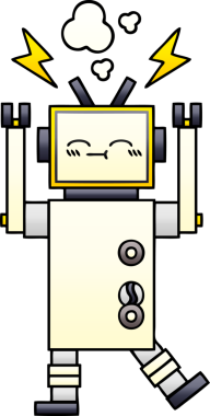 Bir insan tarafından çizilmiş bir robotun gölgelenmiş çizimi