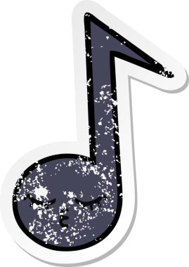 Bir insan tarafından çizilmiş şirin bir karikatür müzik notasının sıkıntılı çıkartması.