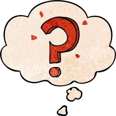 bir insan tarafından çizilmiş grunge doku biçiminde düşünce baloncuğu ile çizgi film soru işareti