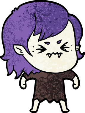 Bir insan tarafından çizilmiş kızgın vampir kız.