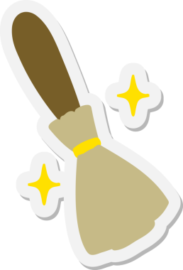 Bir insan tarafından çizilmiş sihirli süpürge sopası.