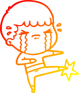 Bir insan tarafından çizilmiş ağlayan bir çizgi film karakteri çizimi.