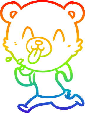 Gökkuşağının gradyan çizimi kaba bir karikatür kutup ayısının bir insan tarafından çizilmiş dili.