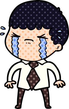 Bir insan tarafından çizilmiş ağlayan çizgi film adamı.