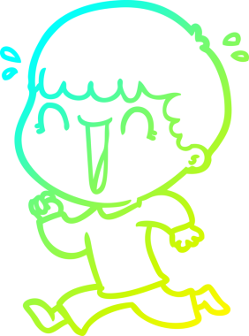 Bir insan tarafından çizilmiş gülen bir çizgi film karakterinin soğuk gradyan çizgisi.