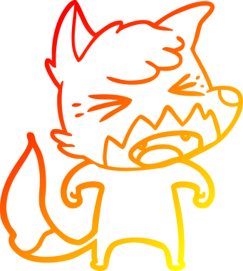 Bir insan tarafından çizilmiş kızgın bir tilkinin sıcak çizgi çizimi