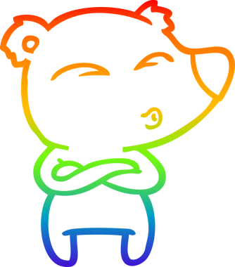 gökkuşağı gradyan çizgi çizimi bir insan tarafından çizilmiş bir karikatür ıslık ayı