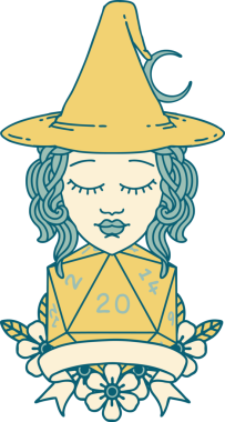 Retro Dövme Tarzı İnsan Cadı Doğal 20 zar atışıyla Bir insan tarafından çizilmiş