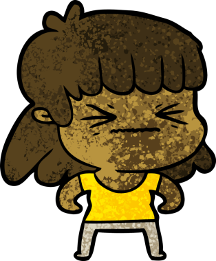 Bir insan tarafından çizilmiş kızgın bir kız.