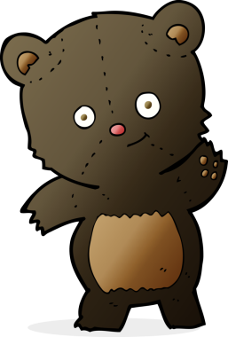 Bir insan tarafından çizilmiş sevimli siyah ayı karikatürü.