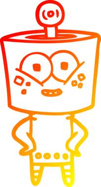 Bir insan tarafından çizilmiş mutlu bir çizgi robot çizimi