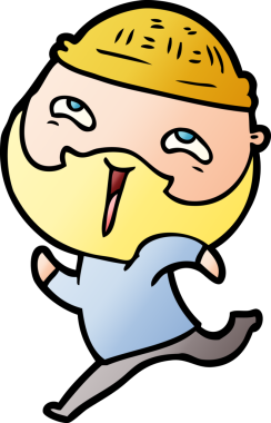 Bir insan tarafından çizilmiş mutlu sakallı bir adam.