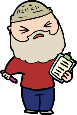 Bir insan tarafından çizilmiş sakallı bir çizgi film adamı.