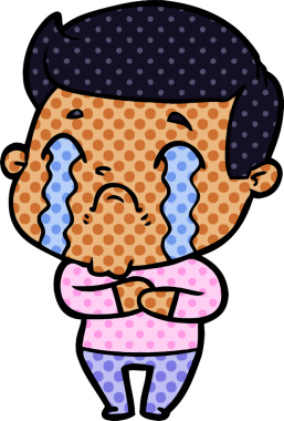 Bir insan tarafından çizilmiş ağlayan çizgi film adamı.