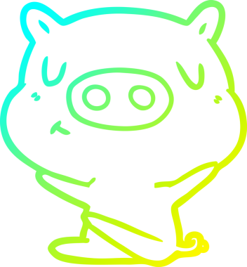 Bir insan tarafından çizilen çizgi film içerikli bir domuzun soğuk çizgi çizimi